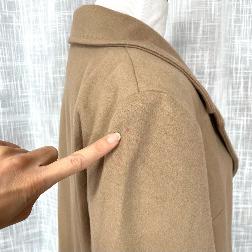 Fleurette Womens Loro Piana Italy Wool Coat Size 10 Tan Notched Collar Buttons - Picture 13 of 16